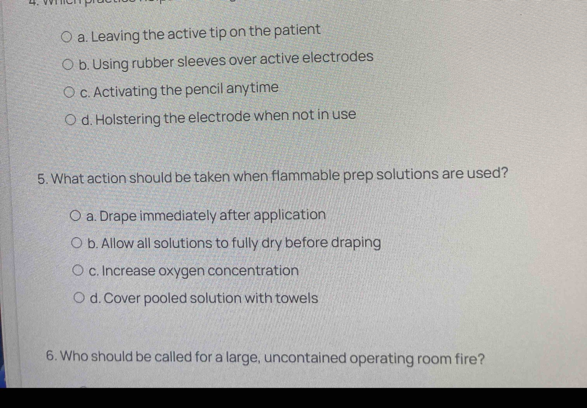What action should be taken when flammable prep solutions are used?