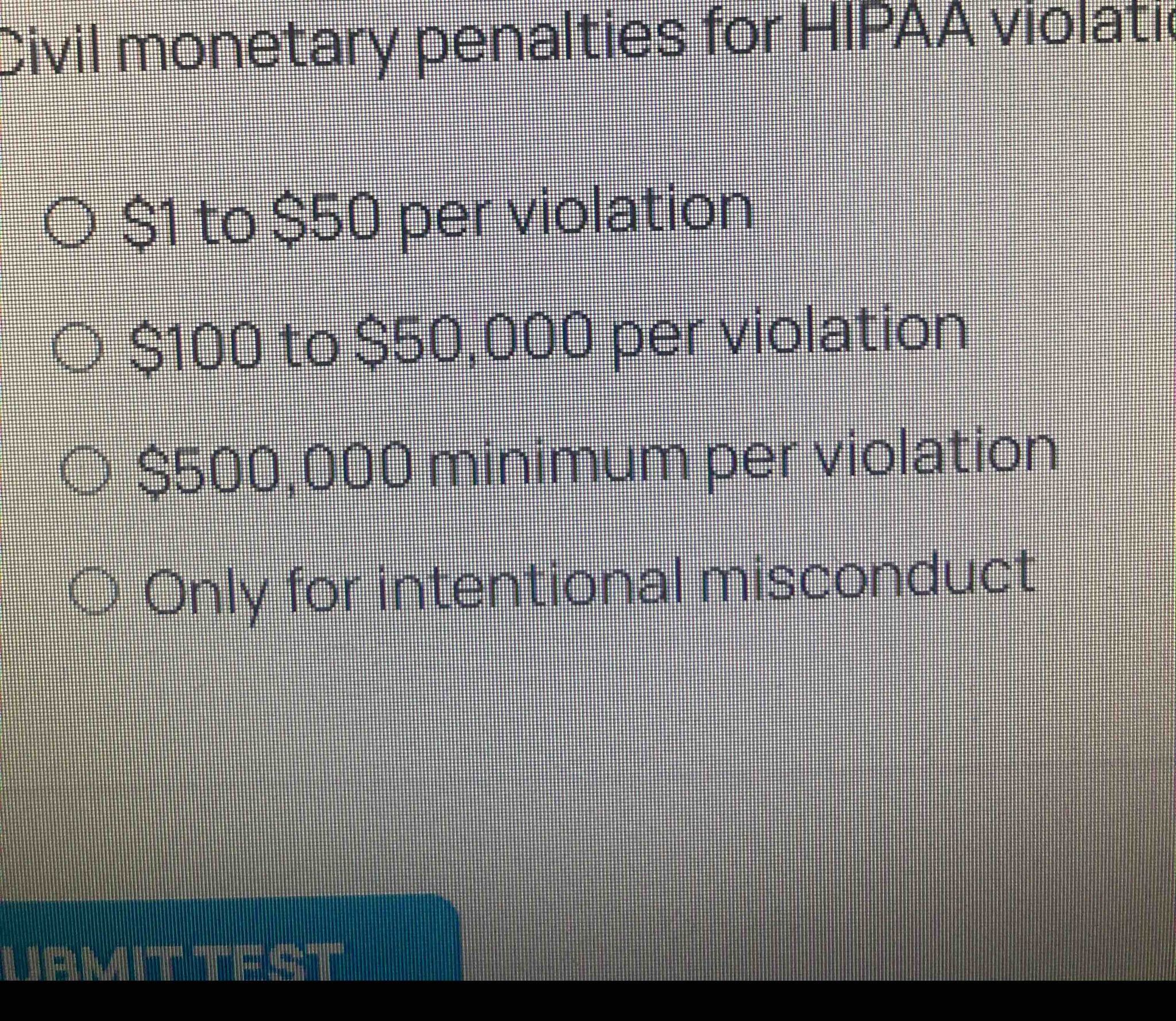 Civil monetary penalties for HIPAA violations