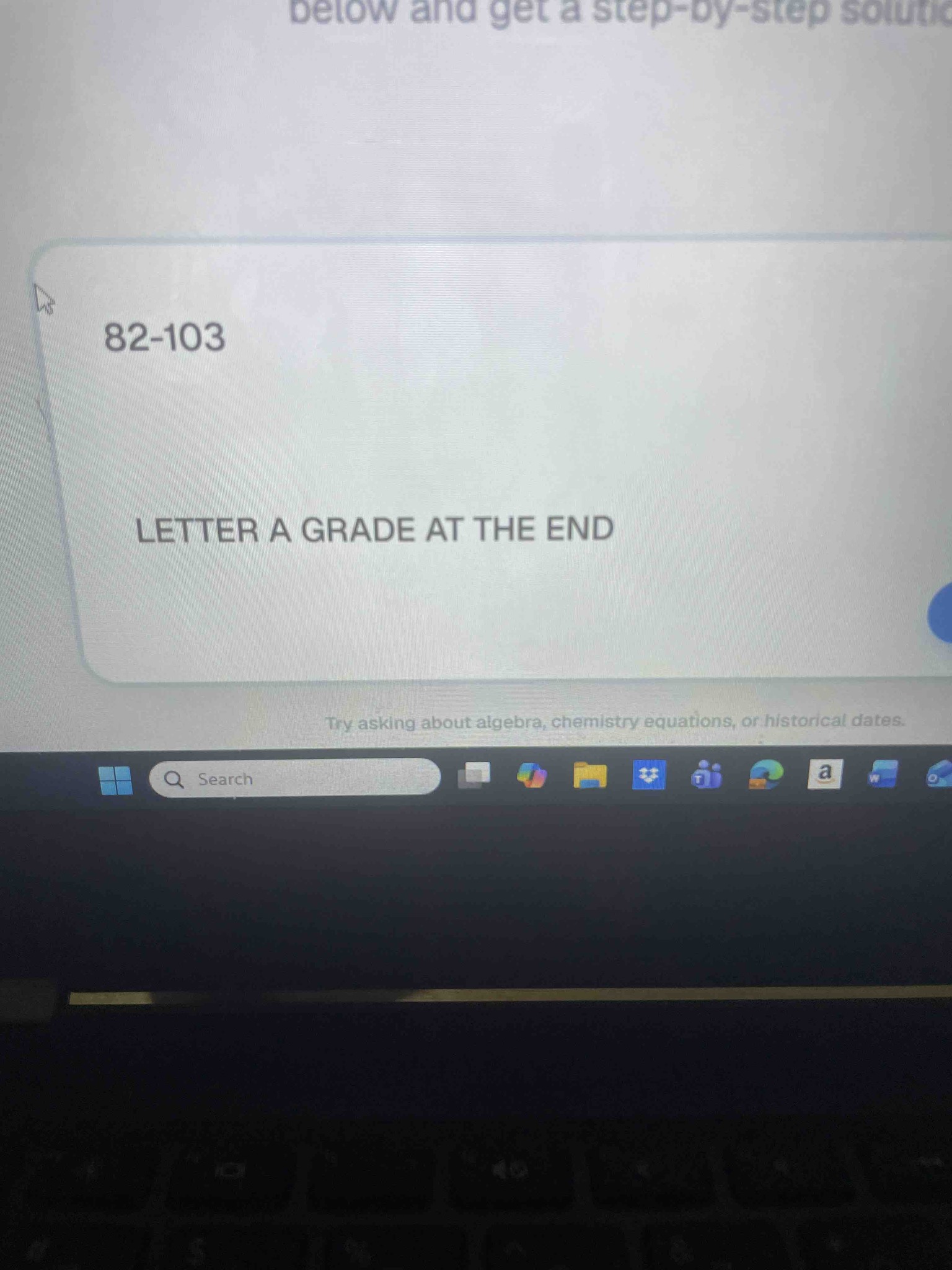82-103 LETTER A GRADE AT THE END