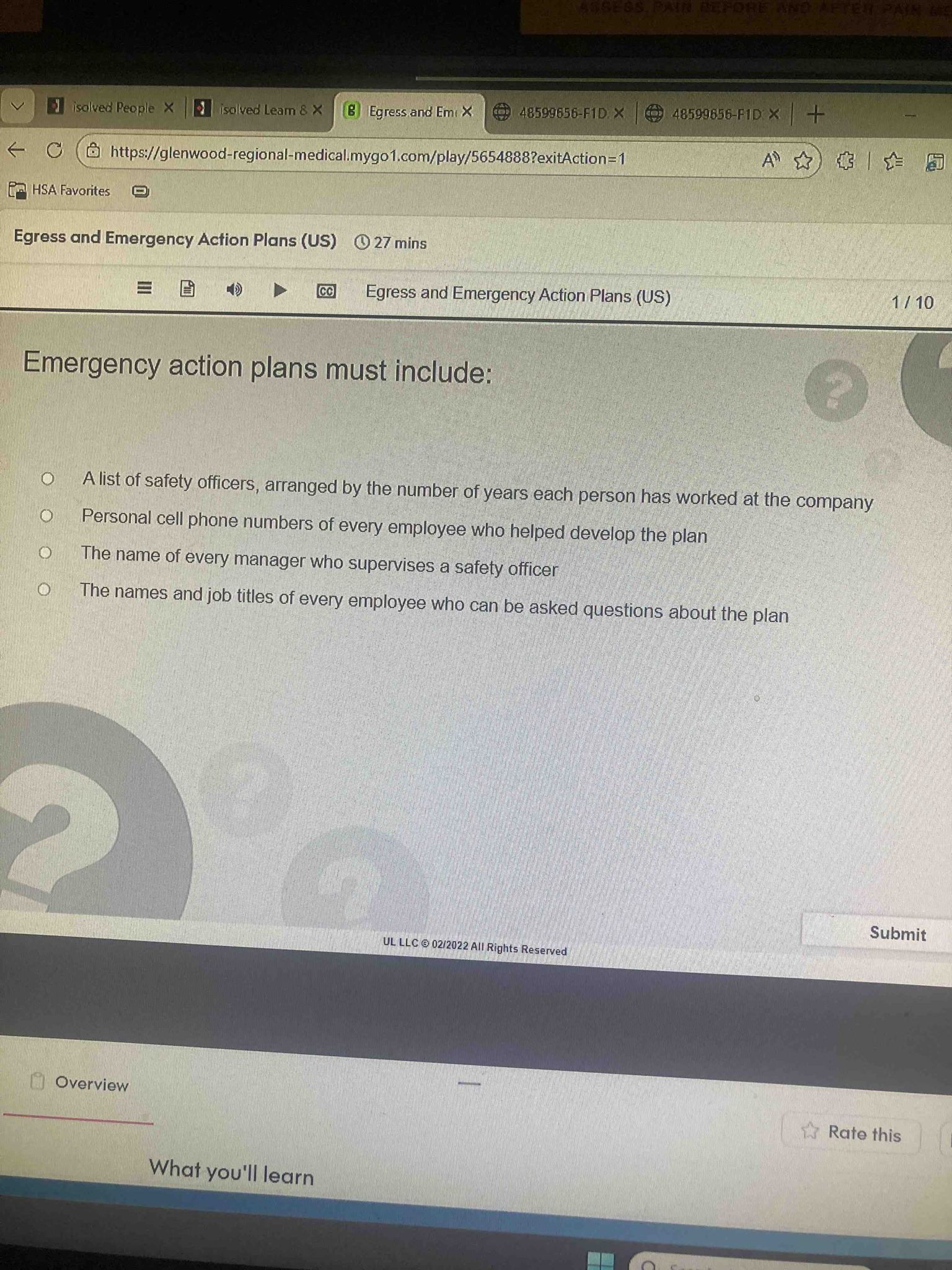 Emergency action plans must include: