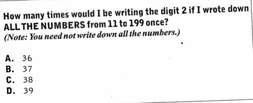 How many times would I be writing the digit 2 if I wrote down ALL THE NUMBERS from 11 to 199 once?