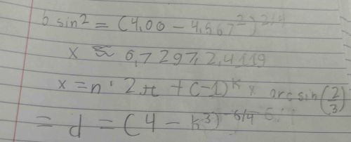 Solve the equation \(2\sin^2 = C(400 - 4667)^{2.3} \) based on the context provided in the photo.