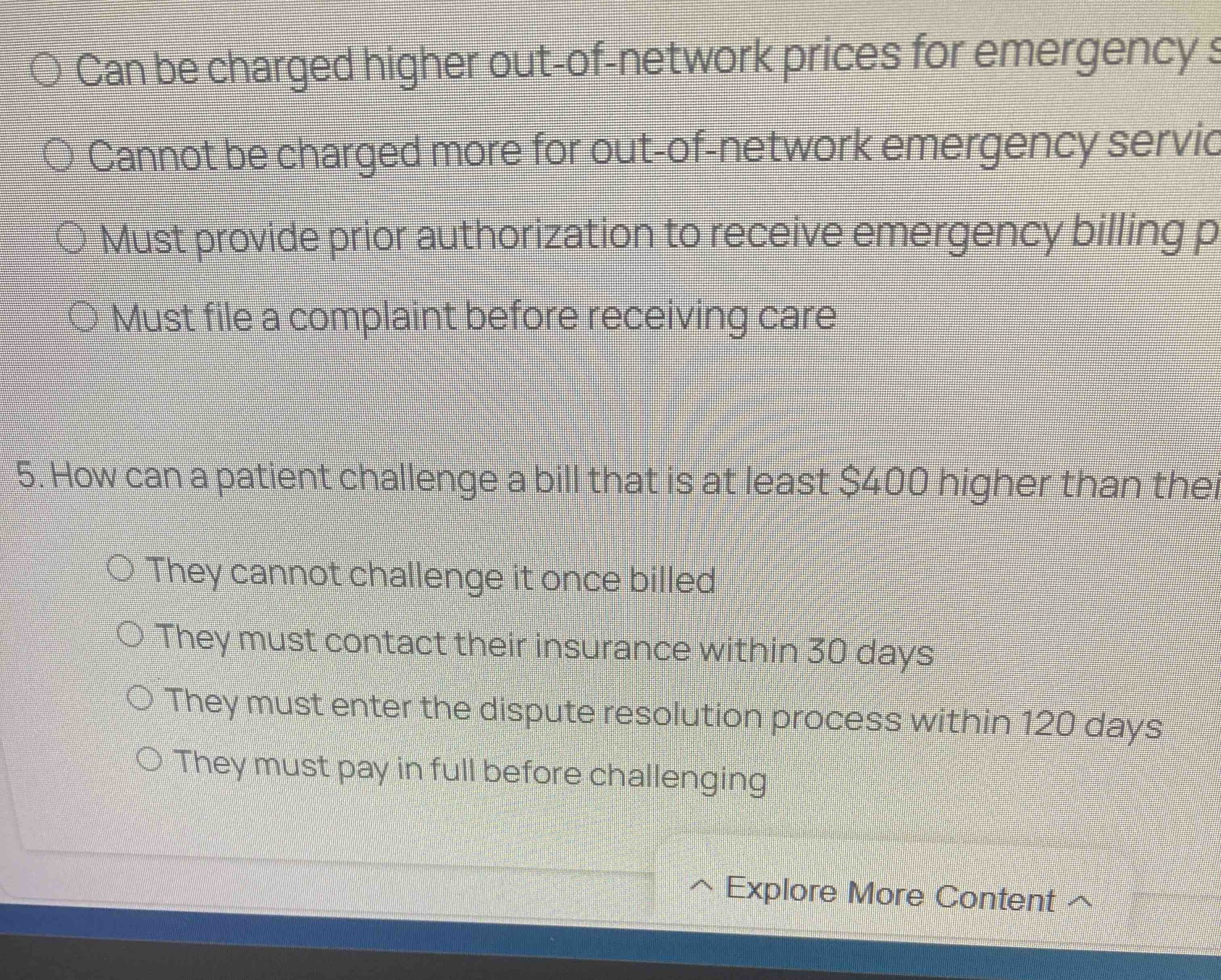 How can a patient challenge a bill that is at least $400 higher than their...
