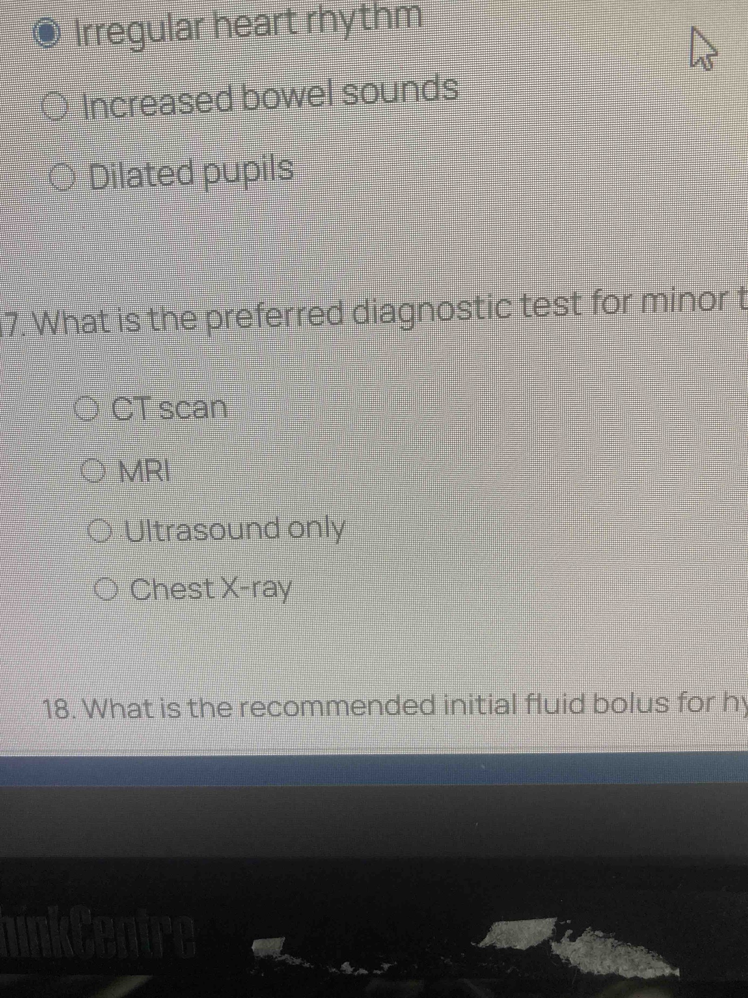 What is the preferred diagnostic test for minor t...