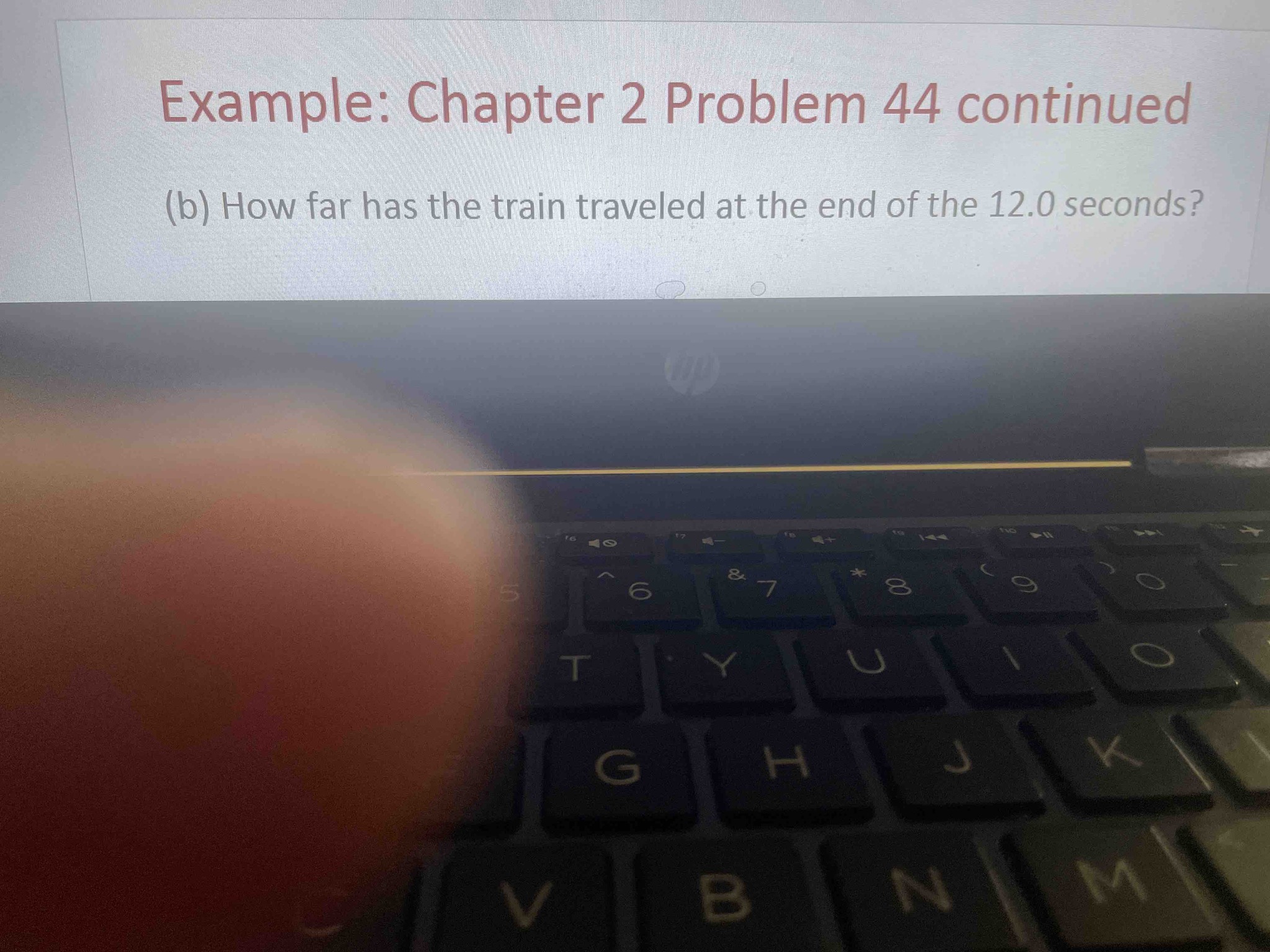 (b) How far has the train traveled at the end of the 12.0 seconds?