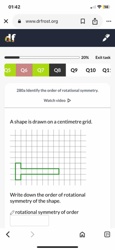 A shape is drawn on a centimetre grid. Write down the order of rotational symmetry of the shape.