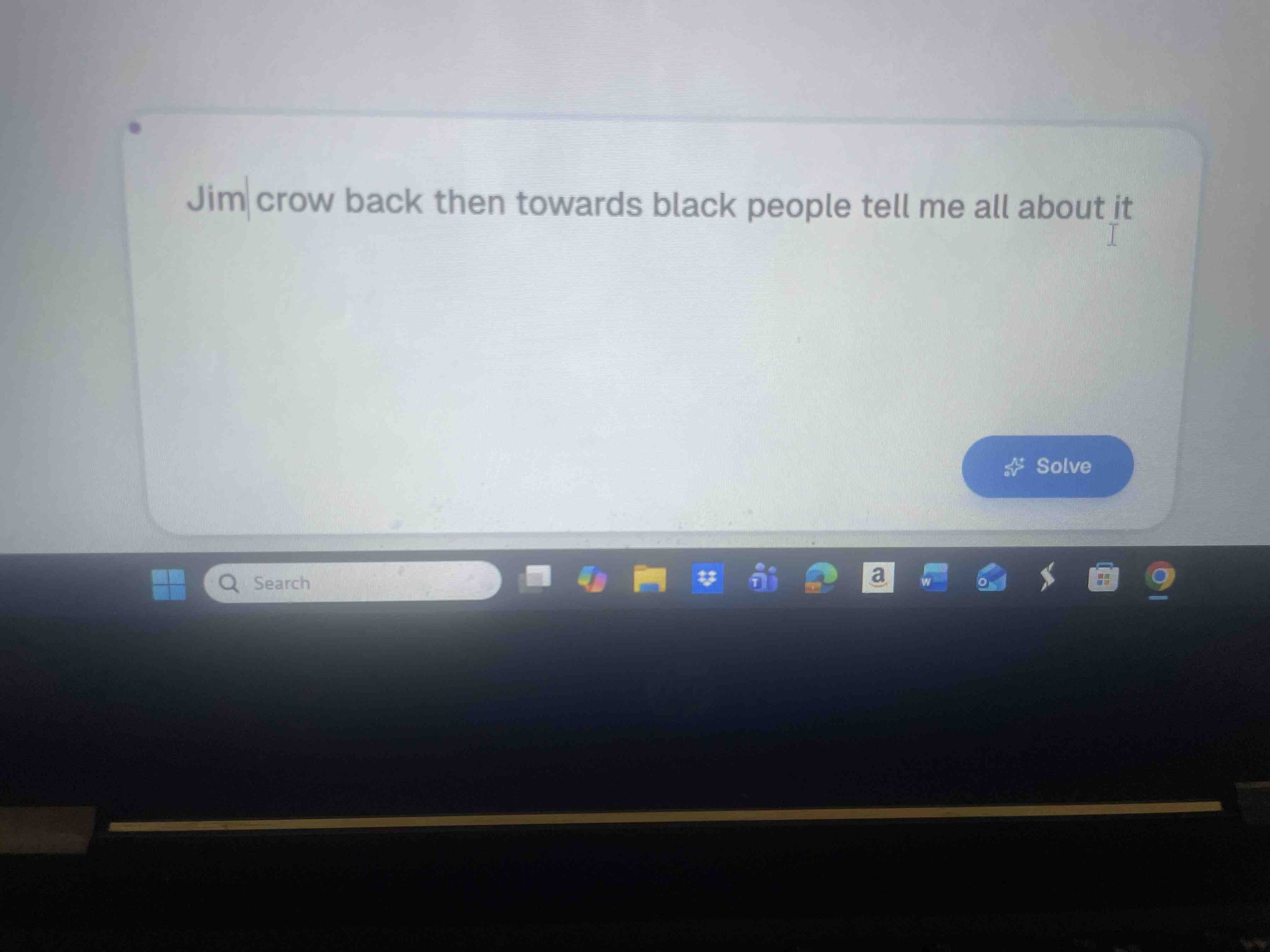 Jim crow back then towards black people tell me all about it